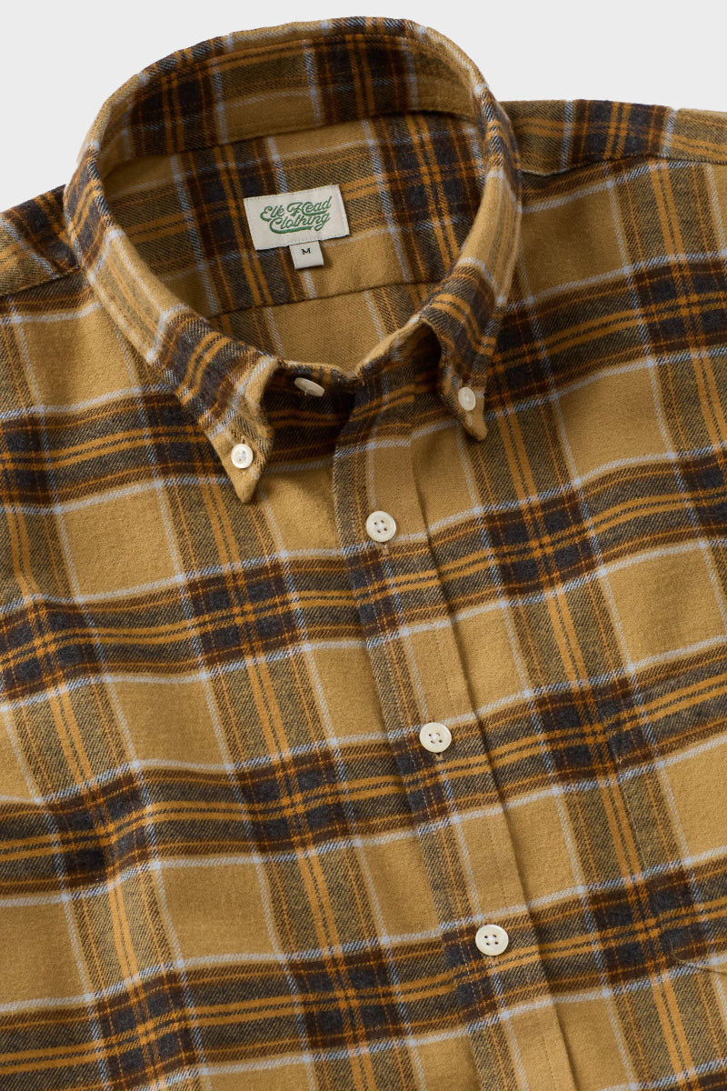 Mustard, Charcoal and Chocolate Brown Plaid Brushed Flannel