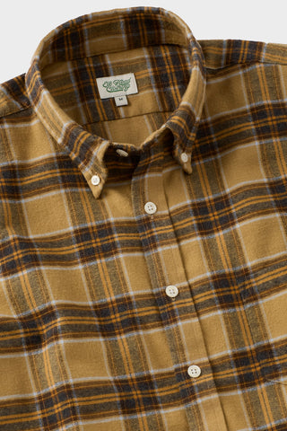 Mustard, Charcoal and Chocolate Brown Plaid Brushed Flannel