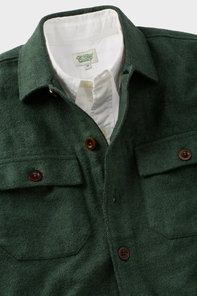 Moss & Black Brushed Twill Overshirt