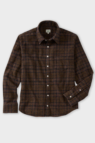 Deep Brown, Navy and Rust Plaid Brushed Flannel