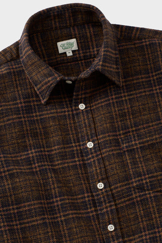 Deep Brown, Navy and Rust Plaid Brushed Flannel
