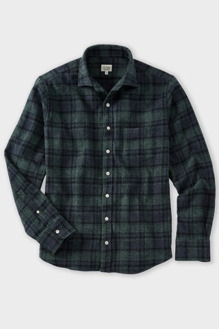 Navy and Pine Plaid Brushed Flannel