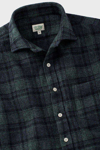 Navy and Pine Plaid Brushed Flannel