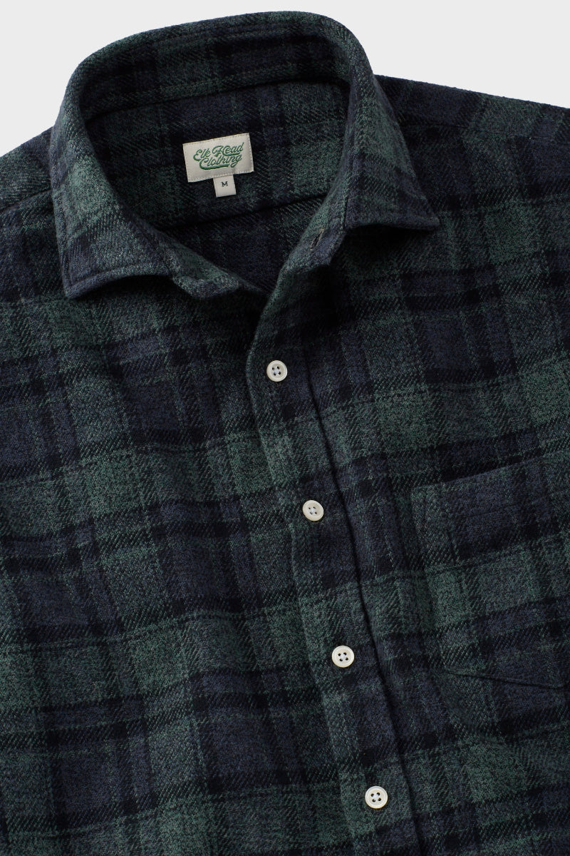 Navy and Pine Plaid Brushed Flannel