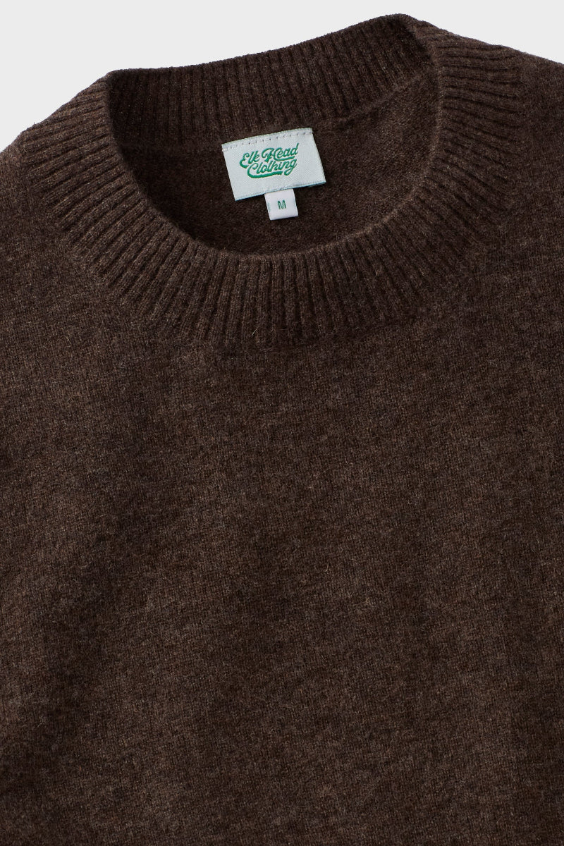 Brown Cashmere Rib-Collar Sweater