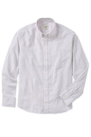 Oatmeal Stripe Cotton Linen Sport Shirt