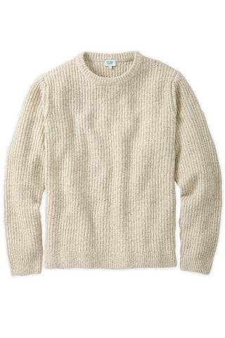 Ivory Alpaca Blend Rib Knit Crewneck Sweater