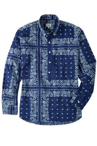 Indigo Bandana Print Popover Long sleeve