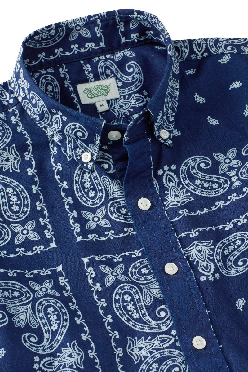 Indigo Bandana Print Popover Long sleeve