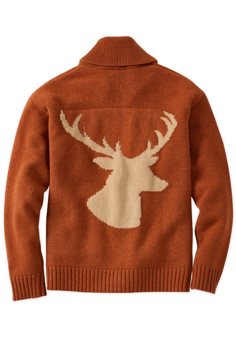Fired Clay Elk Head Cowachain Full Zip Sweater