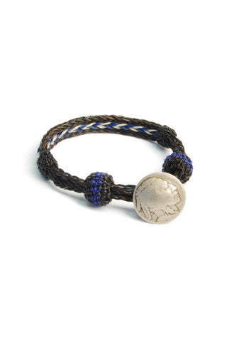 Chamula - Horsehair  Bracelet x Black x White x Blue