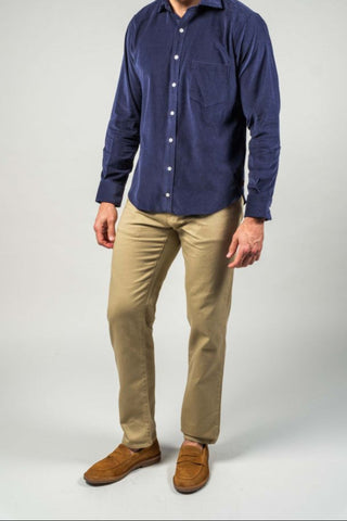 Navy Long Sleeve Corduroy Shirt