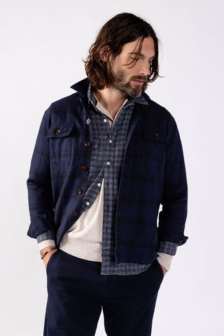 Navy Black Twill Overshirt