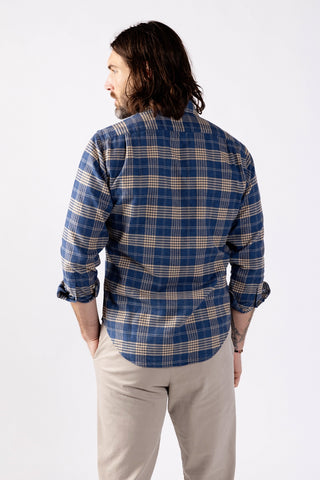 Plaid Navy Cream Portuguese Brush Flannel