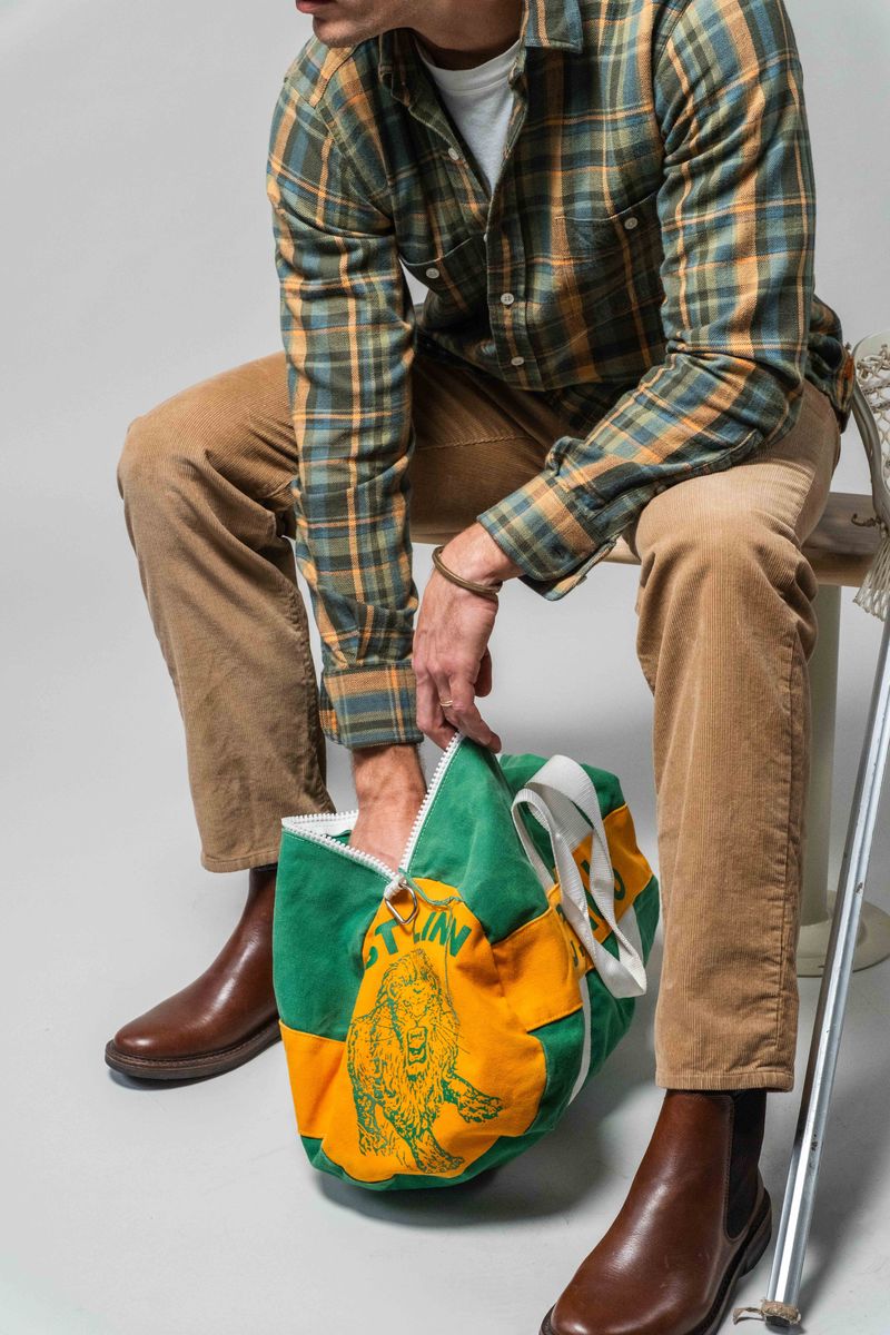 Olive Teal and Tan Heritage Brushed Flannel Shirt