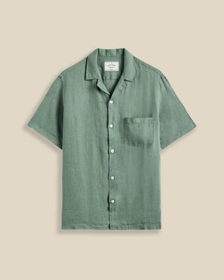 Portuguese Flannel - Dry Green Linen Camp Collar