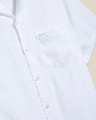Portuguese Flannel - White Linen Camp Collar