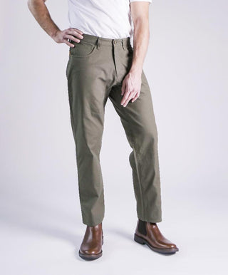 Athletic Straight Fit Japanese Canvas 5-Pocket Pants In Sage Green