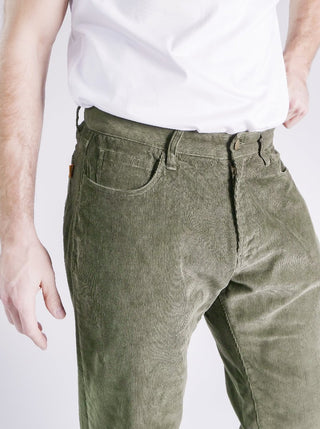 Athletic Straight Fit Japanese Corduroy 5-Pocket Pants In Moss Green