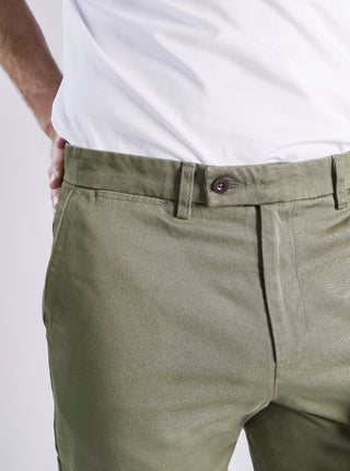 Japanese Twill Tab Front Chino in Olive