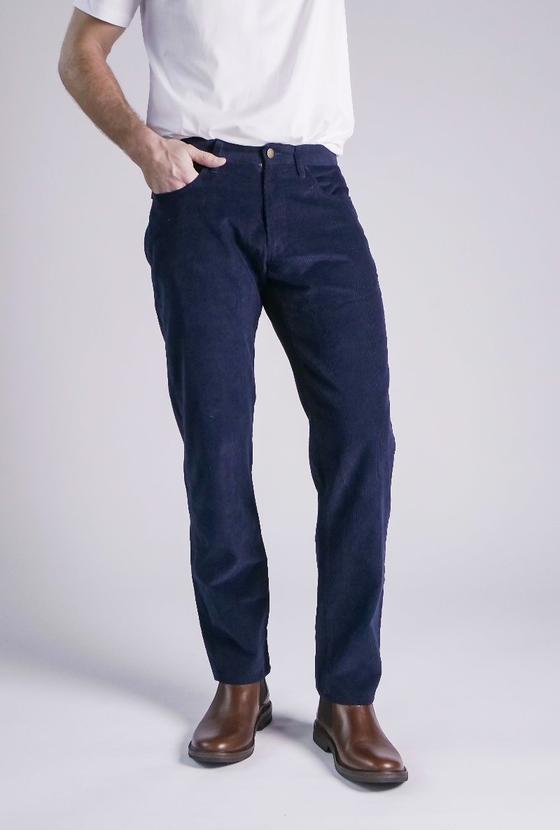 Athletic Straight Fit Japanese Corduroy 5-Pocket Pants In Midnight Blue
