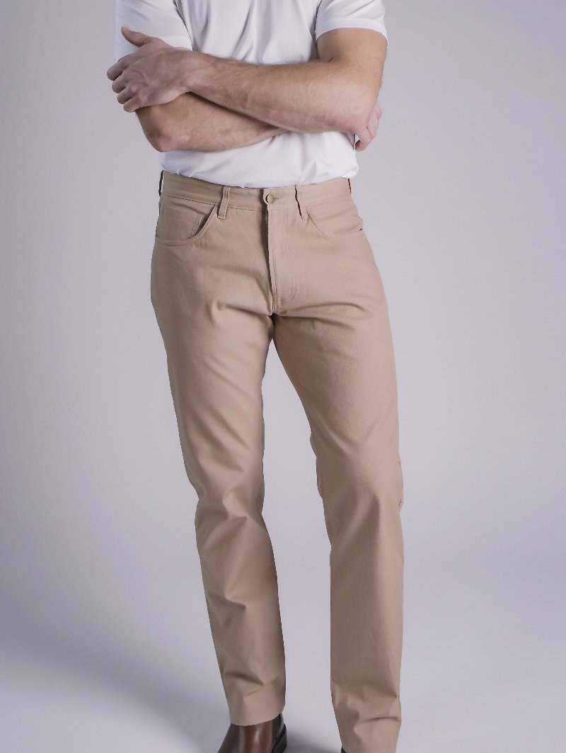 Original Straight Fit Japanese Canvas 5-Pocket Pants In Sand