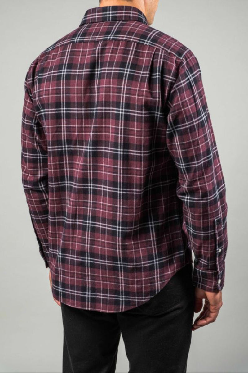 Burgundy, Gray and Ivory Plaid Brushed Flannel
