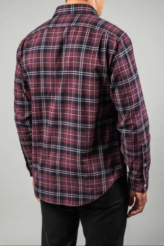 Burgundy, Gray and Ivory Plaid Brushed Flannel