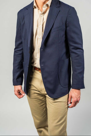 Postgame Unstructured Blazer in Navy Italian Wool Hopsack