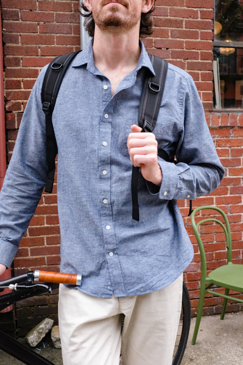 Chambray Spread Collar Sport Shirt