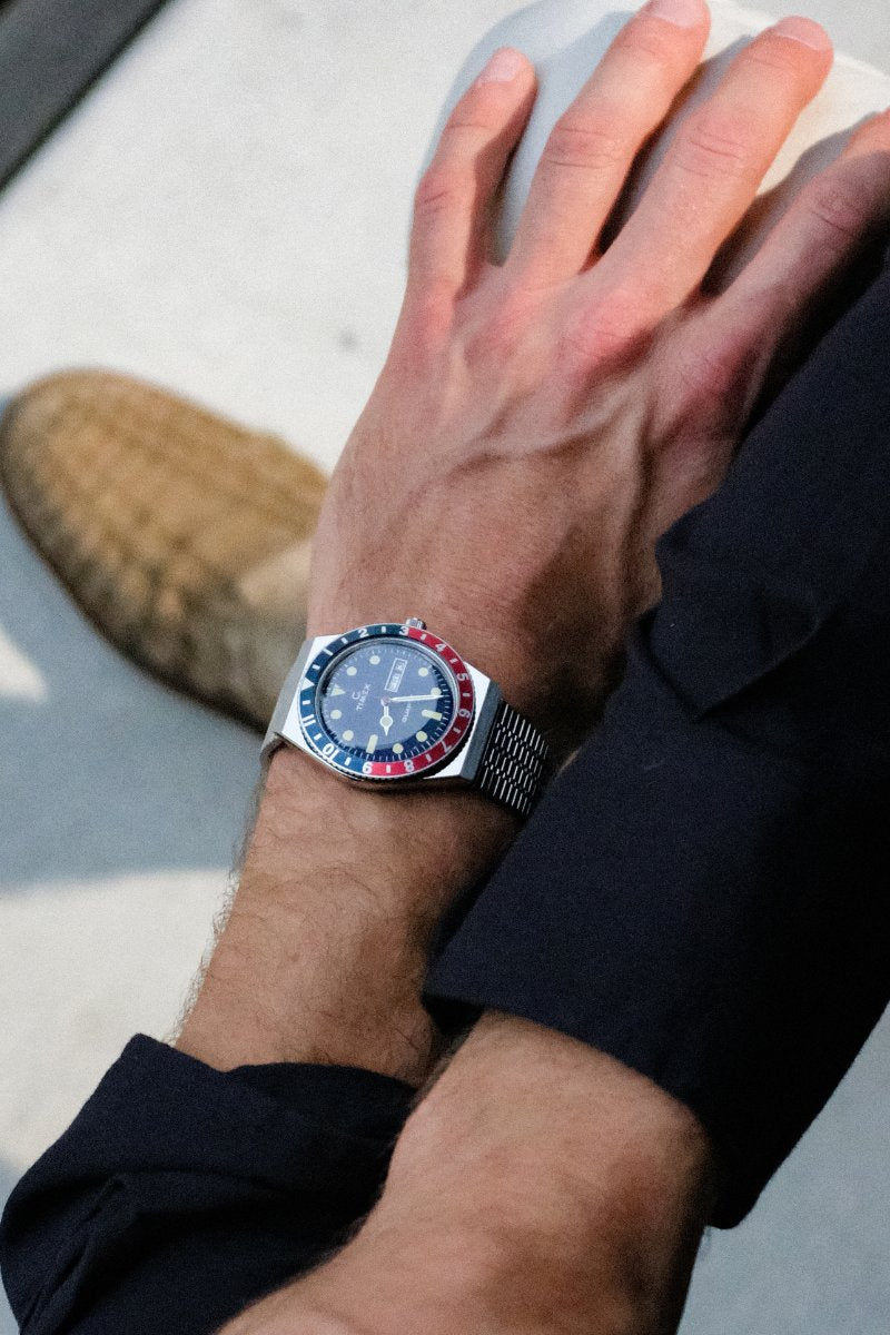 Q Timex Woven Stainless Steel Band