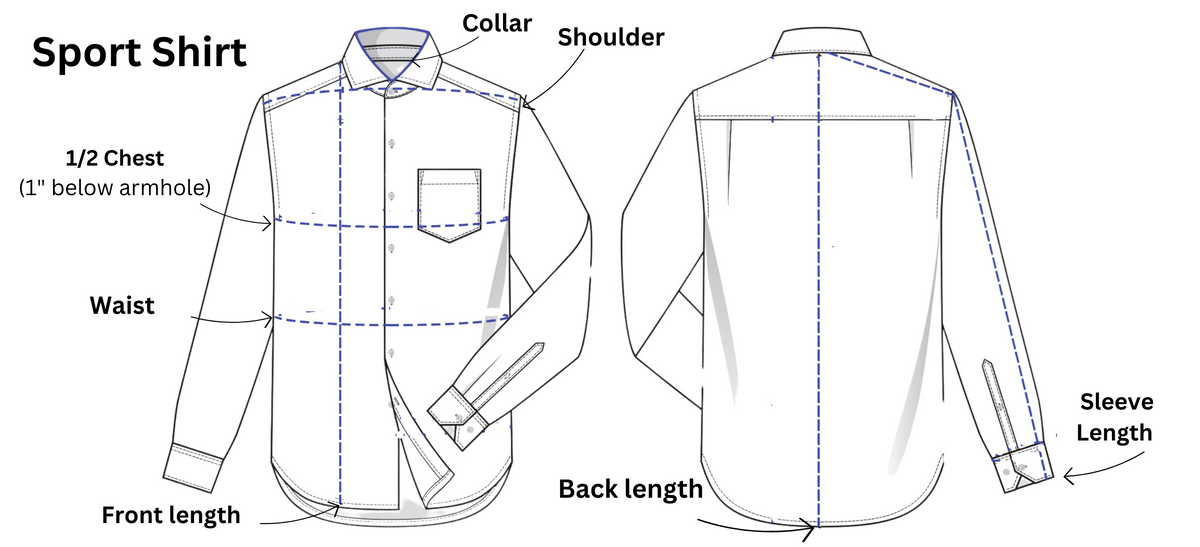 Sport Shirt measurement diagram