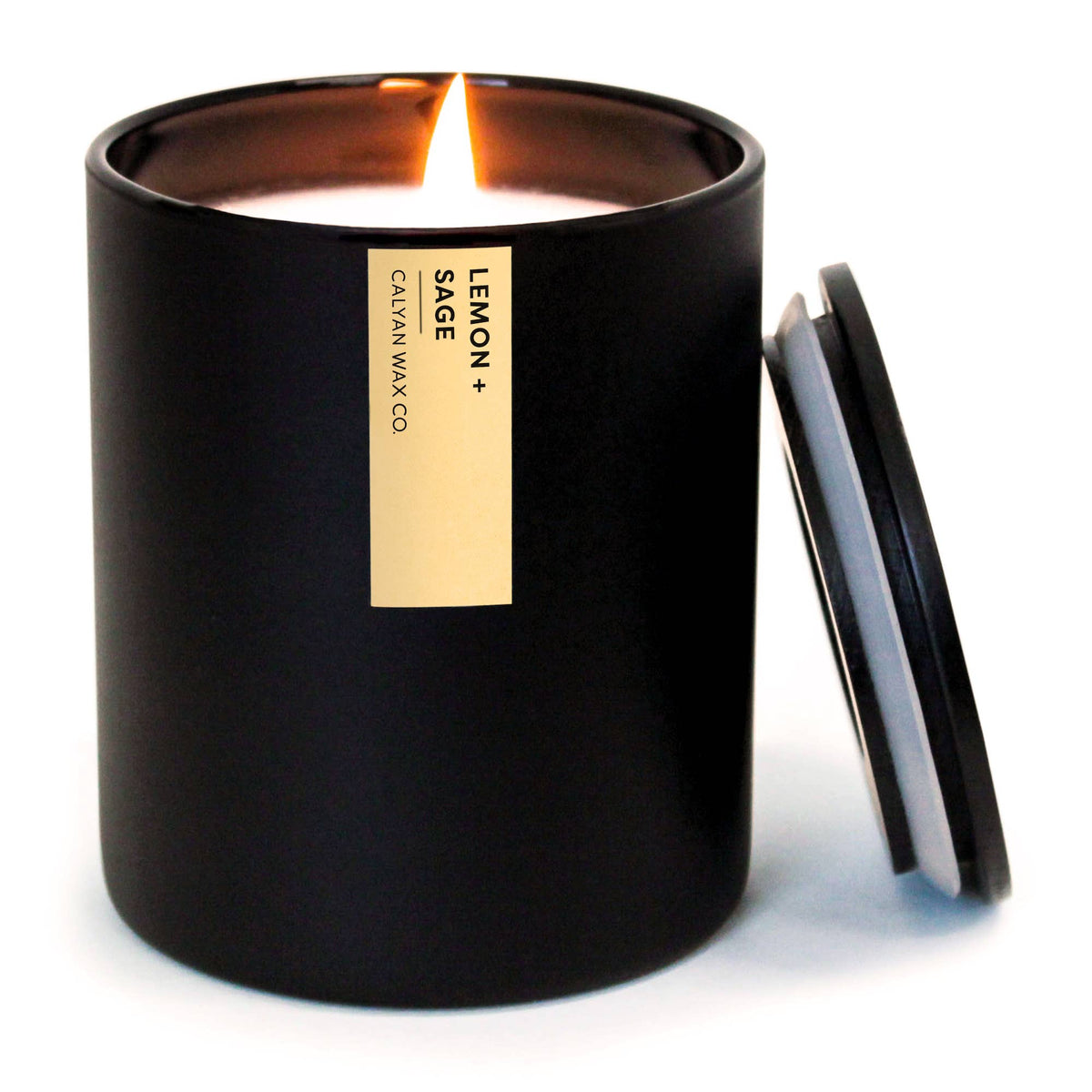 Lemon + Sage - Matte Black Tumbler Soy Candle