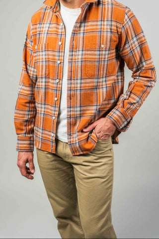 Burnt Orange Double Chest Brushed Flannel