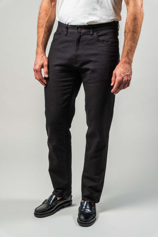 Athletic Straight Fit Japanese Cotton Twill 5-Pocket Pants In Black