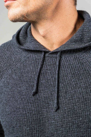 Charcoal Cashmere Thermal Stitch Hoodie