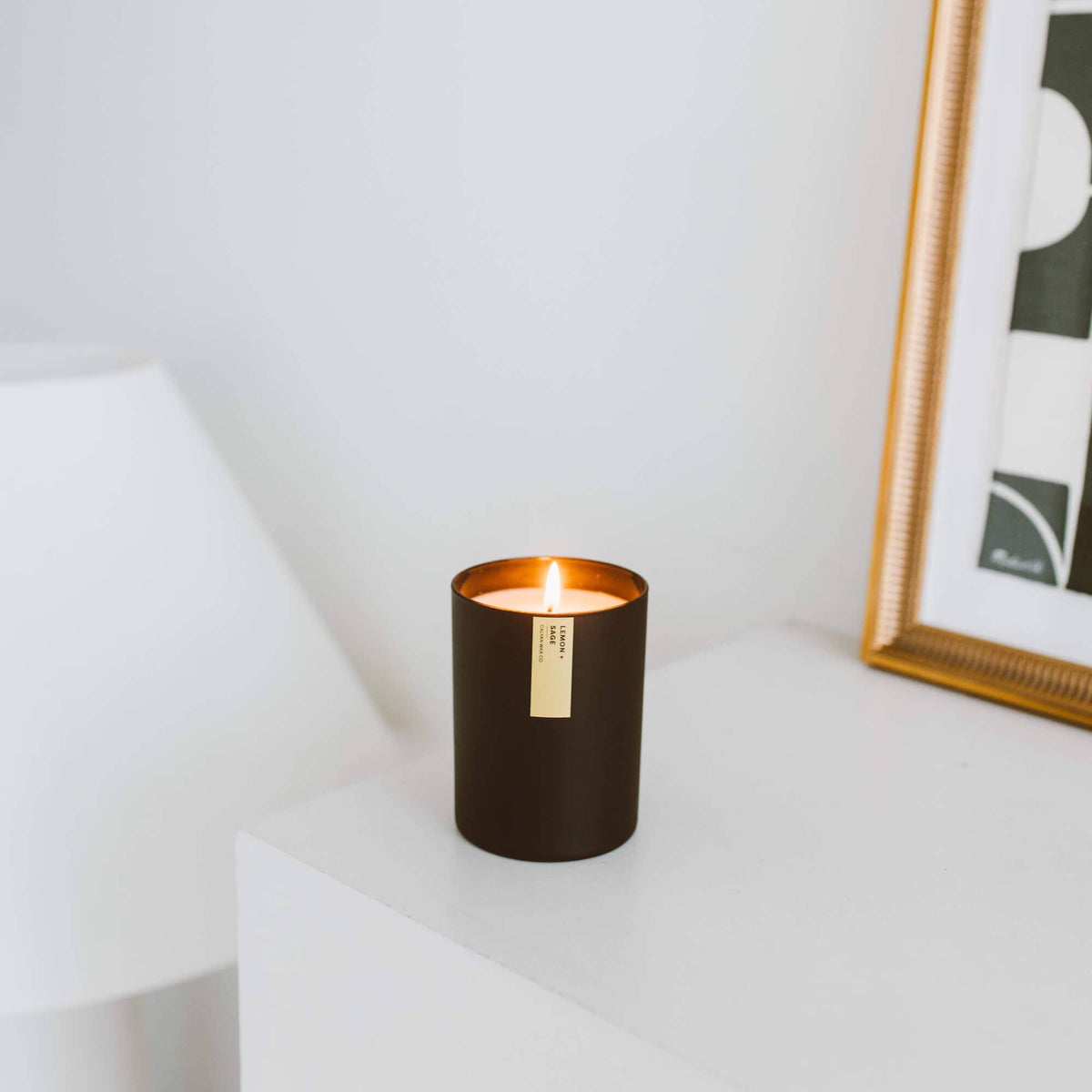 Lemon + Sage - Matte Black Tumbler Soy Candle