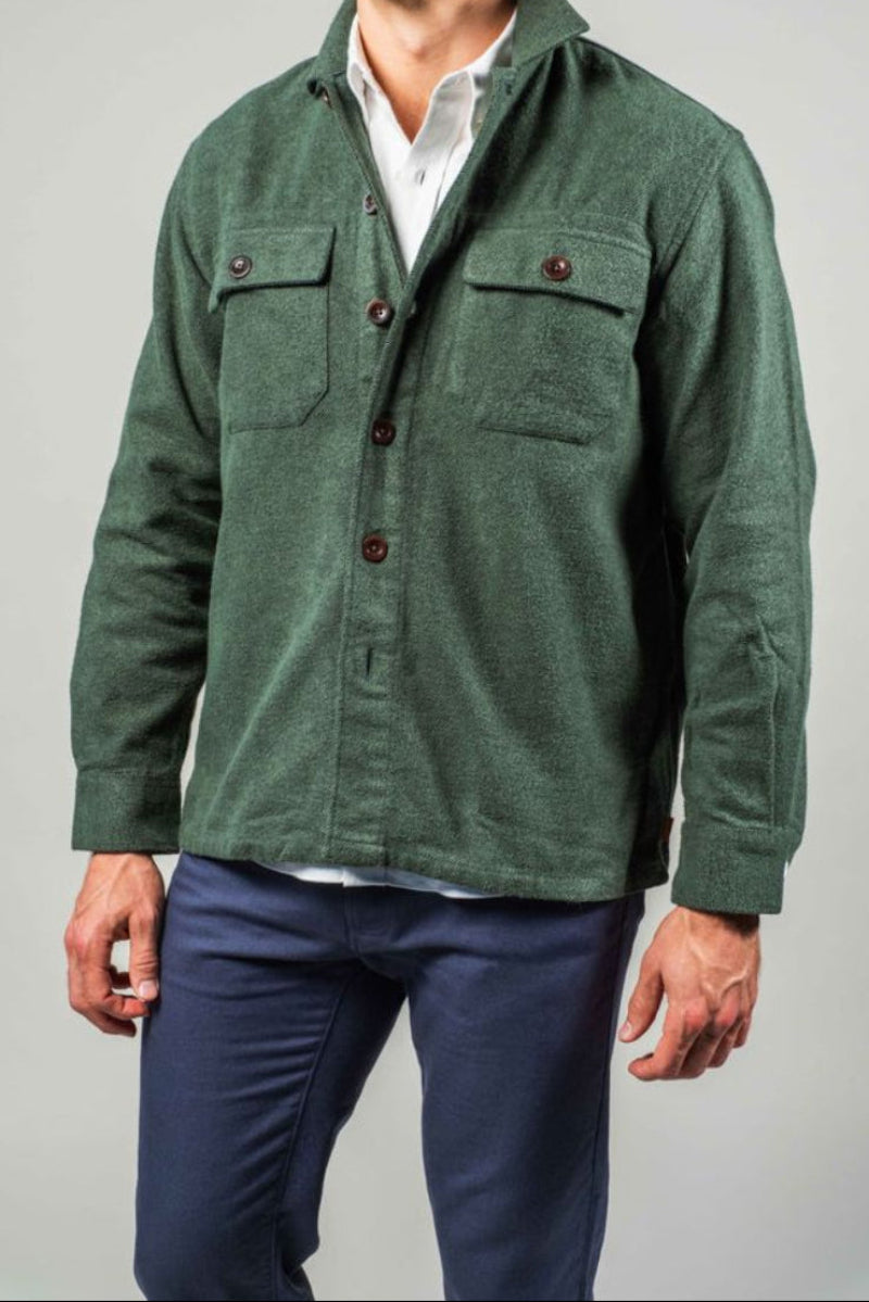Moss & Black Brushed Twill Overshirt