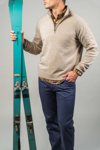 Oatmeal Cashmere Quarter Zip