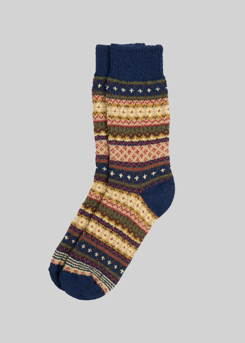 American Trench - Cotton Fair Isle Sock - Navy