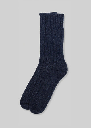 American trench - Wool Silk Boot Sock - Navy