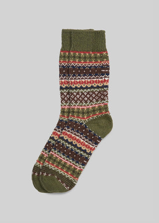American Trench - Cotton Fair Isle Sock - Olive