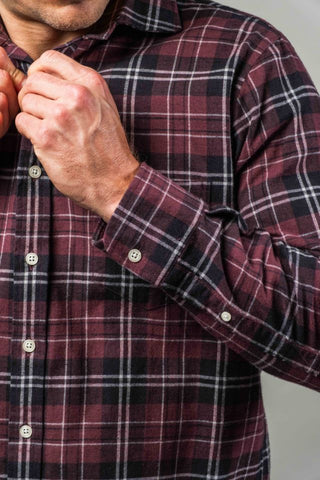 Burgundy, Gray and Ivory Plaid Brushed Flannel