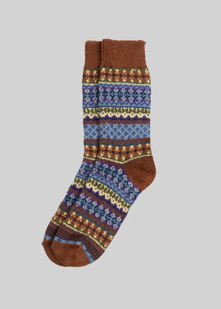American Trench - Cotton Fair Isle Sock - Rust