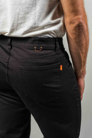 Athletic Straight Fit Japanese Cotton Twill 5-Pocket Pants In Black
