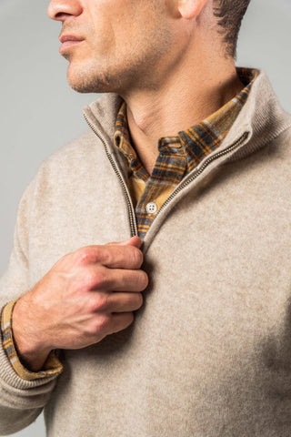Oatmeal Cashmere Quarter Zip
