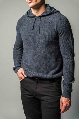 Charcoal Cashmere Thermal Stitch Hoodie