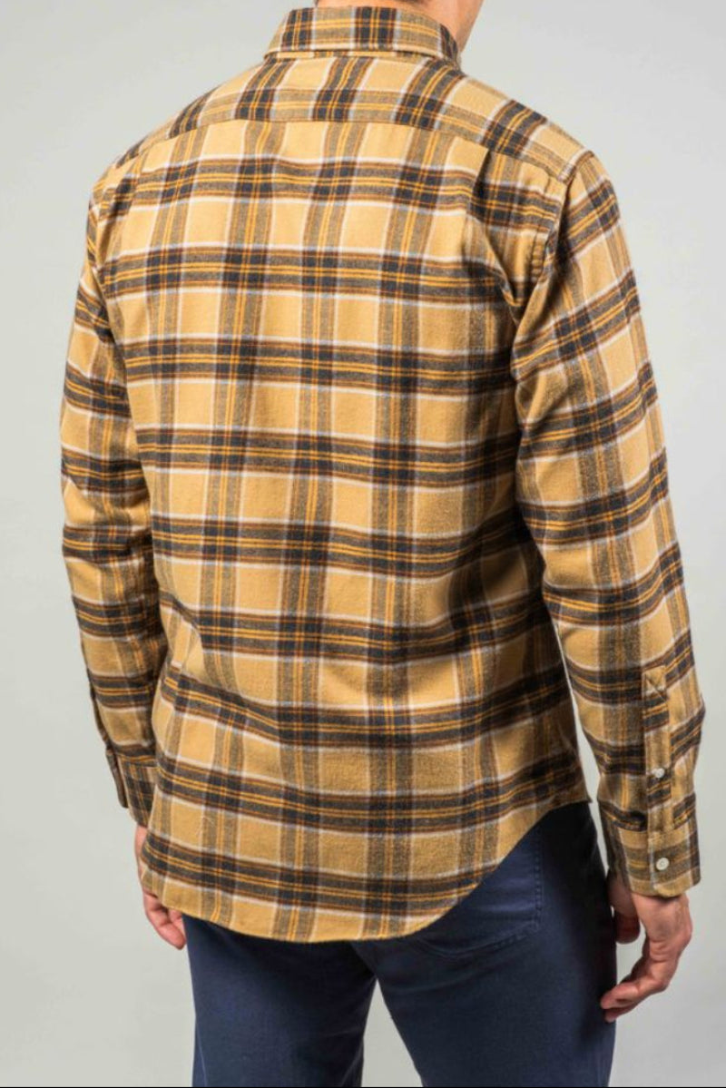 Mustard, Charcoal and Chocolate Brown Plaid Brushed Flannel