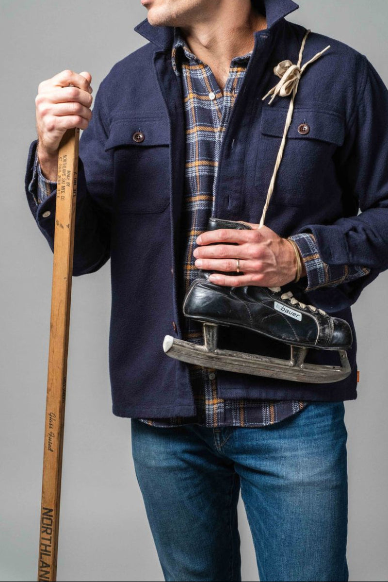 Blue Orange Plaid Brushed Flannel Shirt