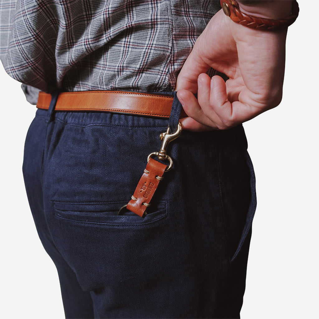 Tan Hand-Stitched Lanyard
